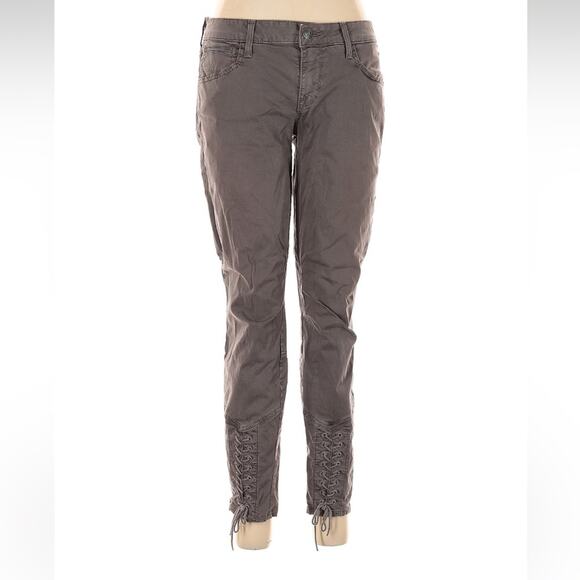 Vince Women Size 28 Gray Lace Up Whipped Skinny Pants Mink Stretch - Picture 1 of 6